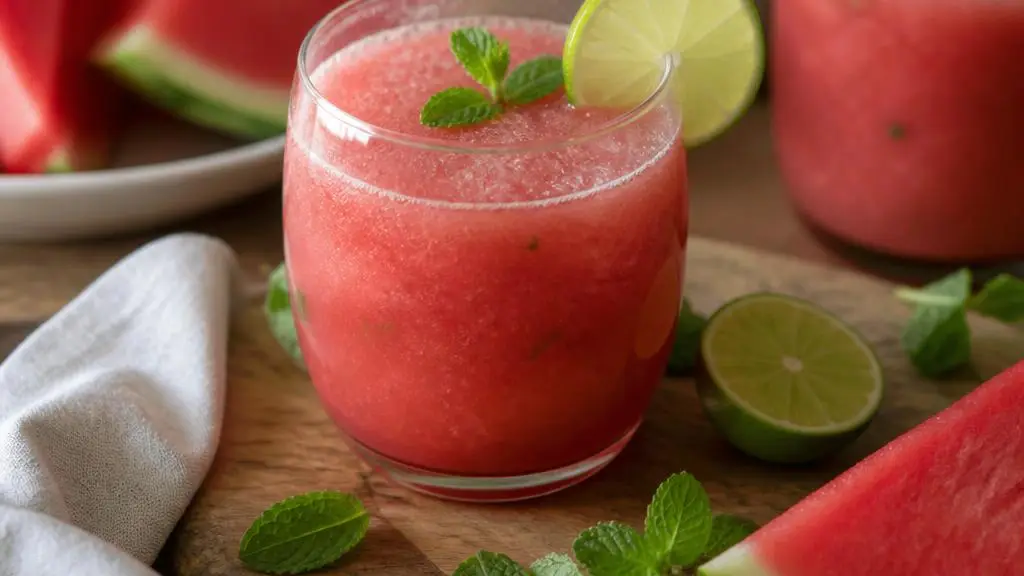 Mrożona lemoniada arbuzowo-limonkowa z miętą