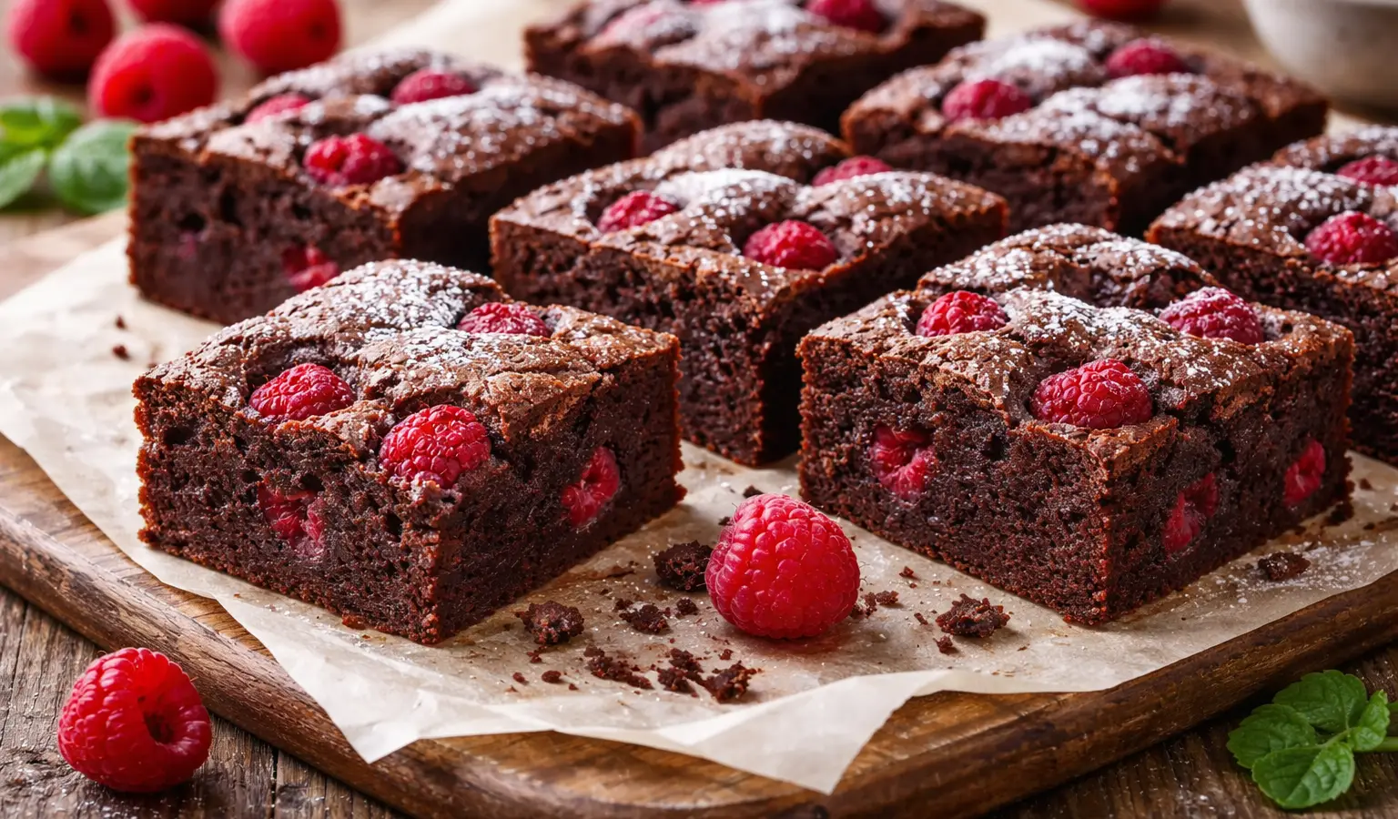 Brownie z malinami