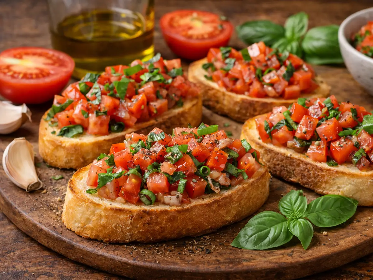 Bruschetta z pomidorami i bazylią