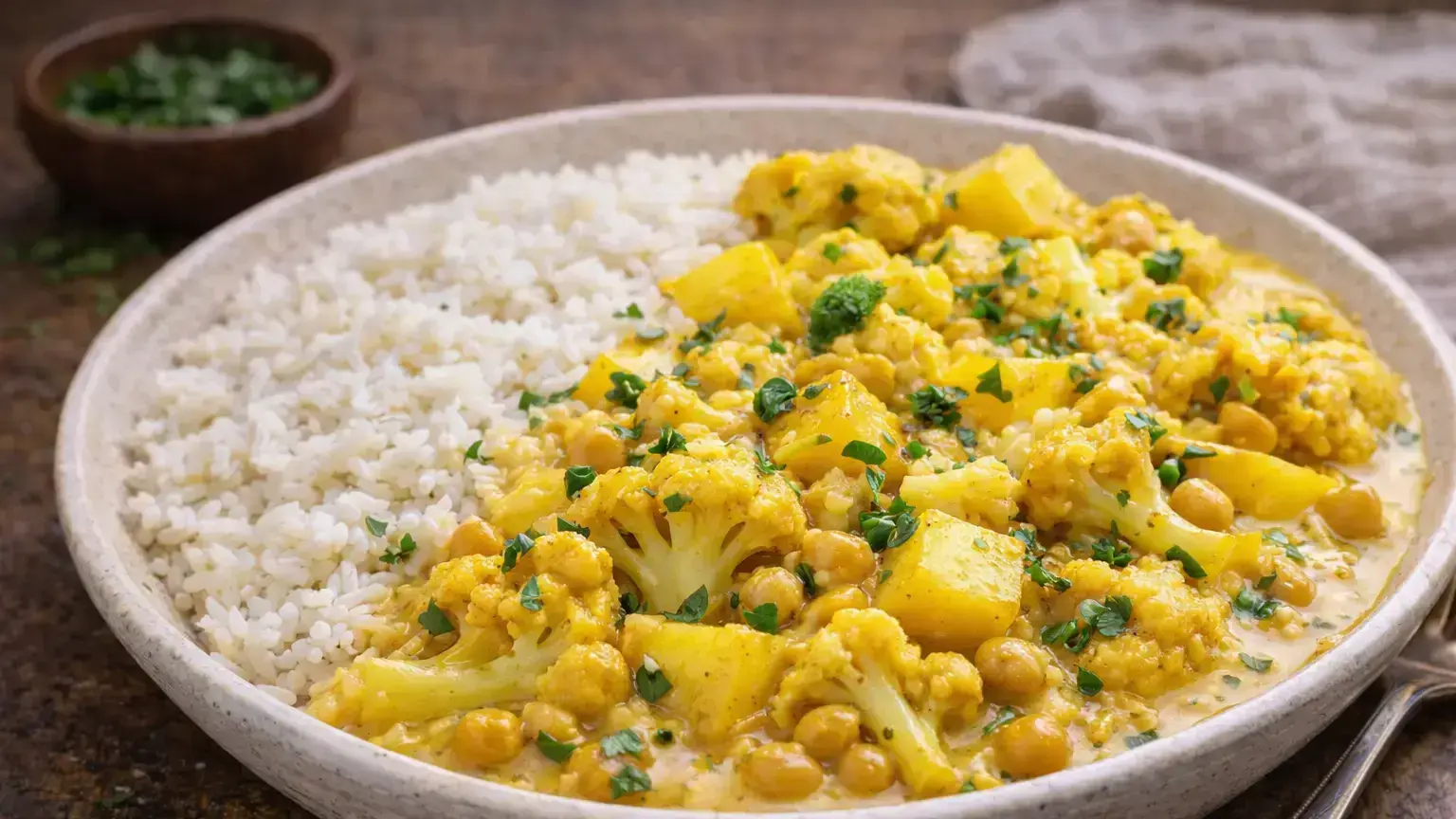 Curry z kalafiorem i ziemniakami