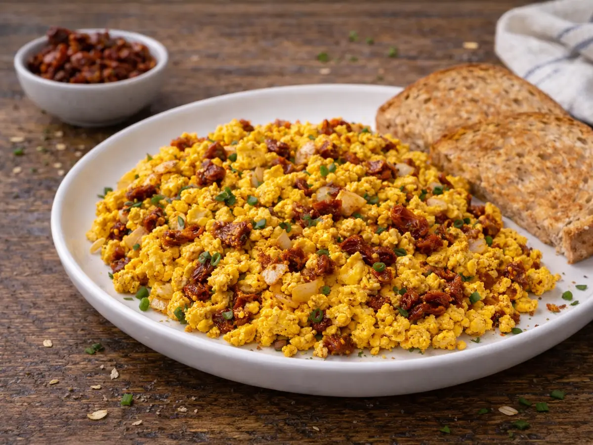 Tofu scramble z suszonymi pomidorami