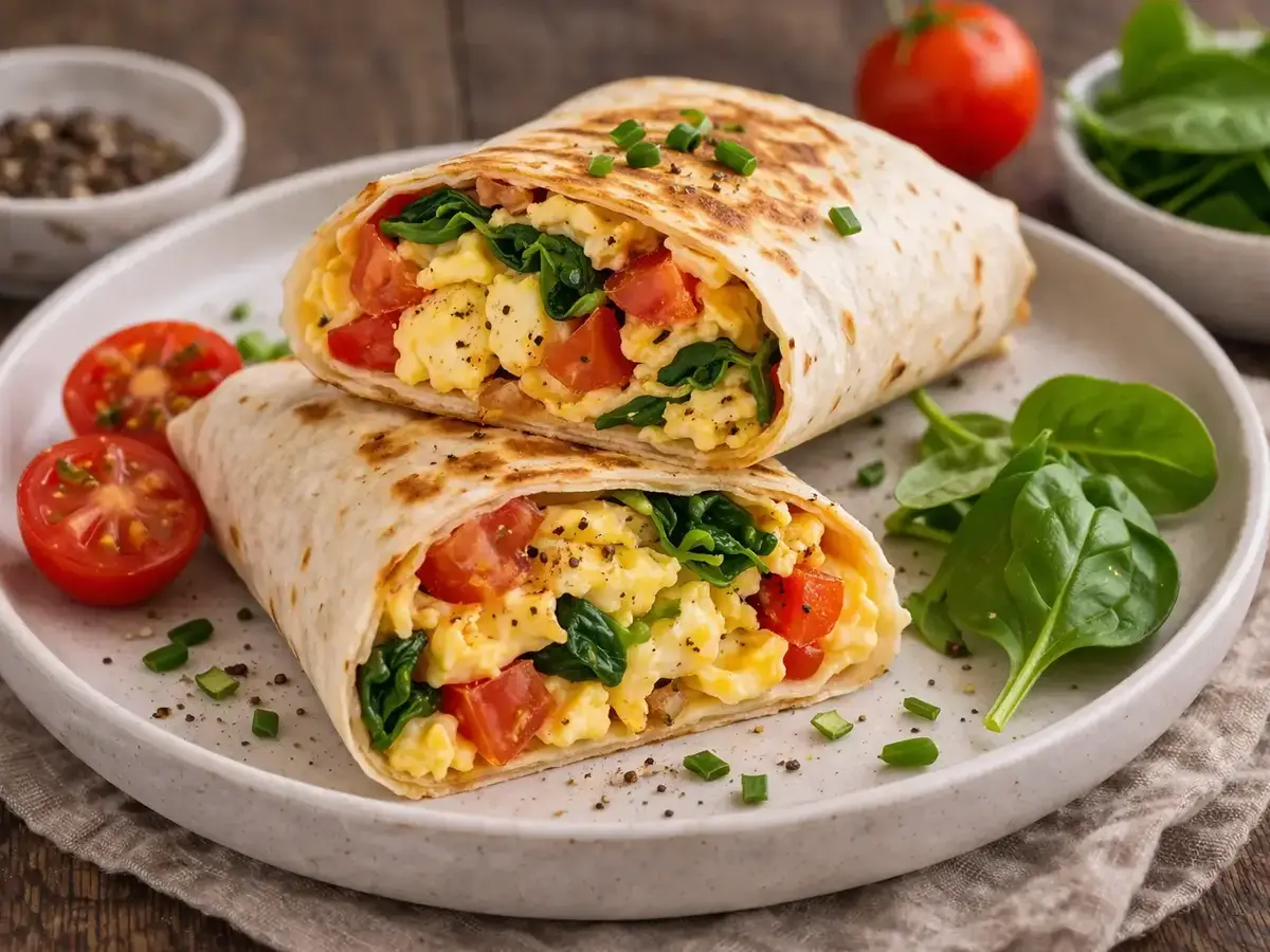 Śniadaniowa tortilla z jajecznicą